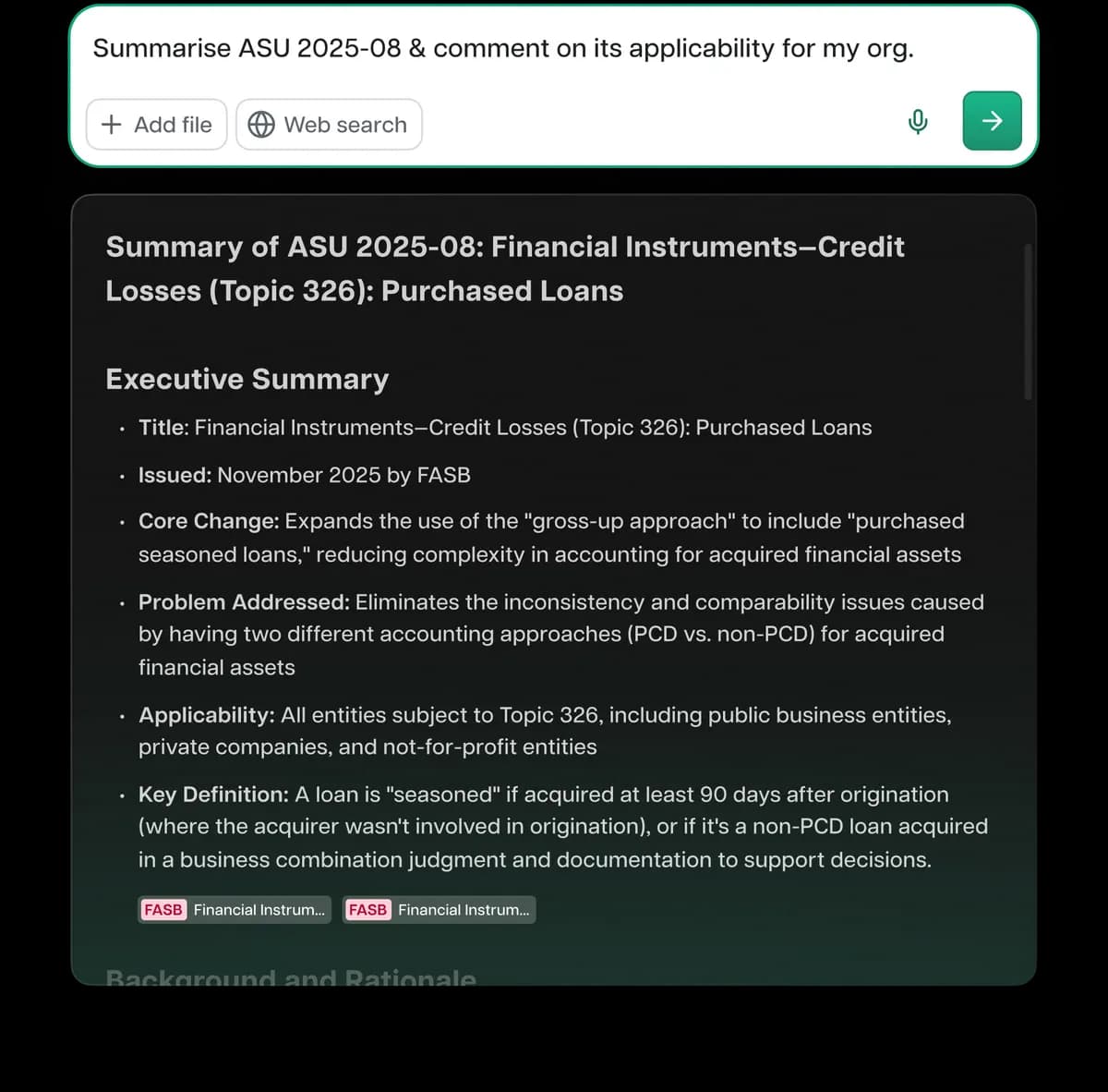 Get cited answers on 10M+ financial documents