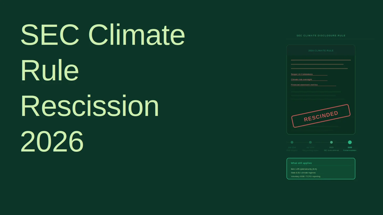 SEC Climate Rule Rescission 2026: What the Proposal Means for Registrants Right Now