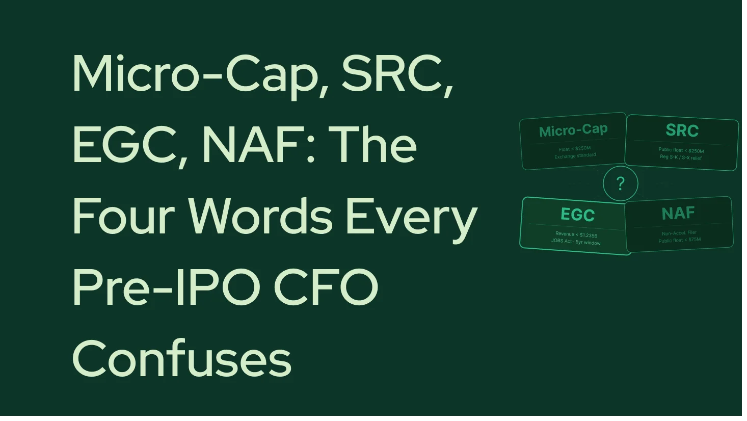 Micro-Cap, SRC, EGC, NAF: The Four Words Every Pre-IPO CFO Confuses