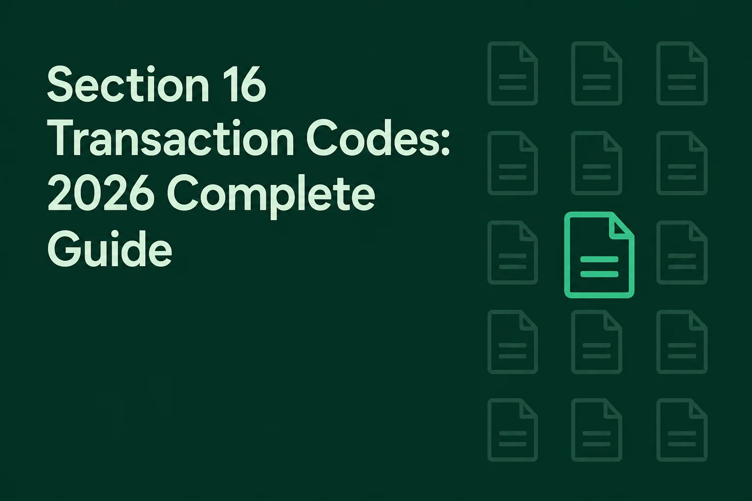 Section 16 Transaction Codes: 2026 Complete Guide